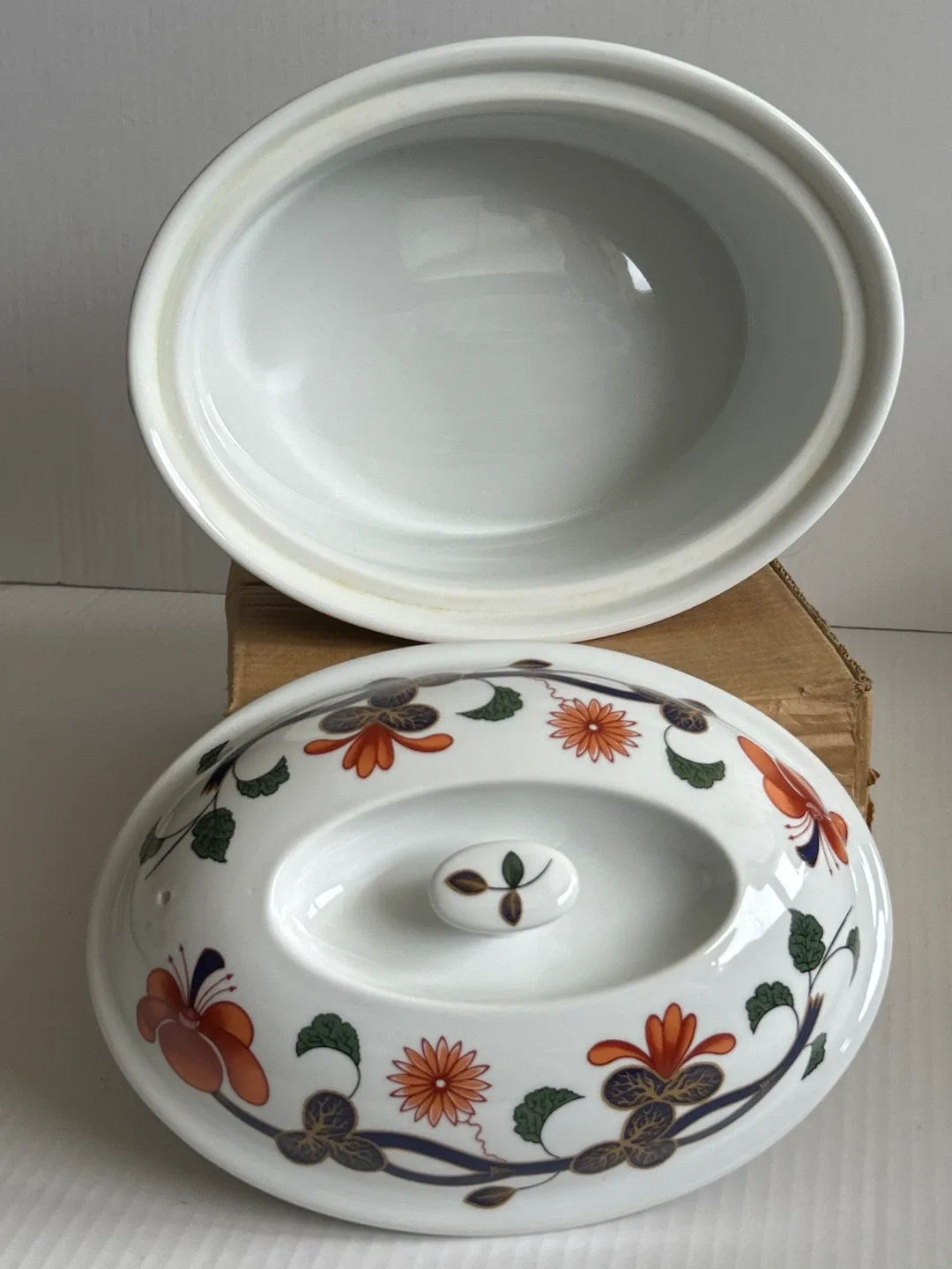 Vintage Royal Worcester Flameproof Porcelain Oval Deep Casserole image indicator(5)