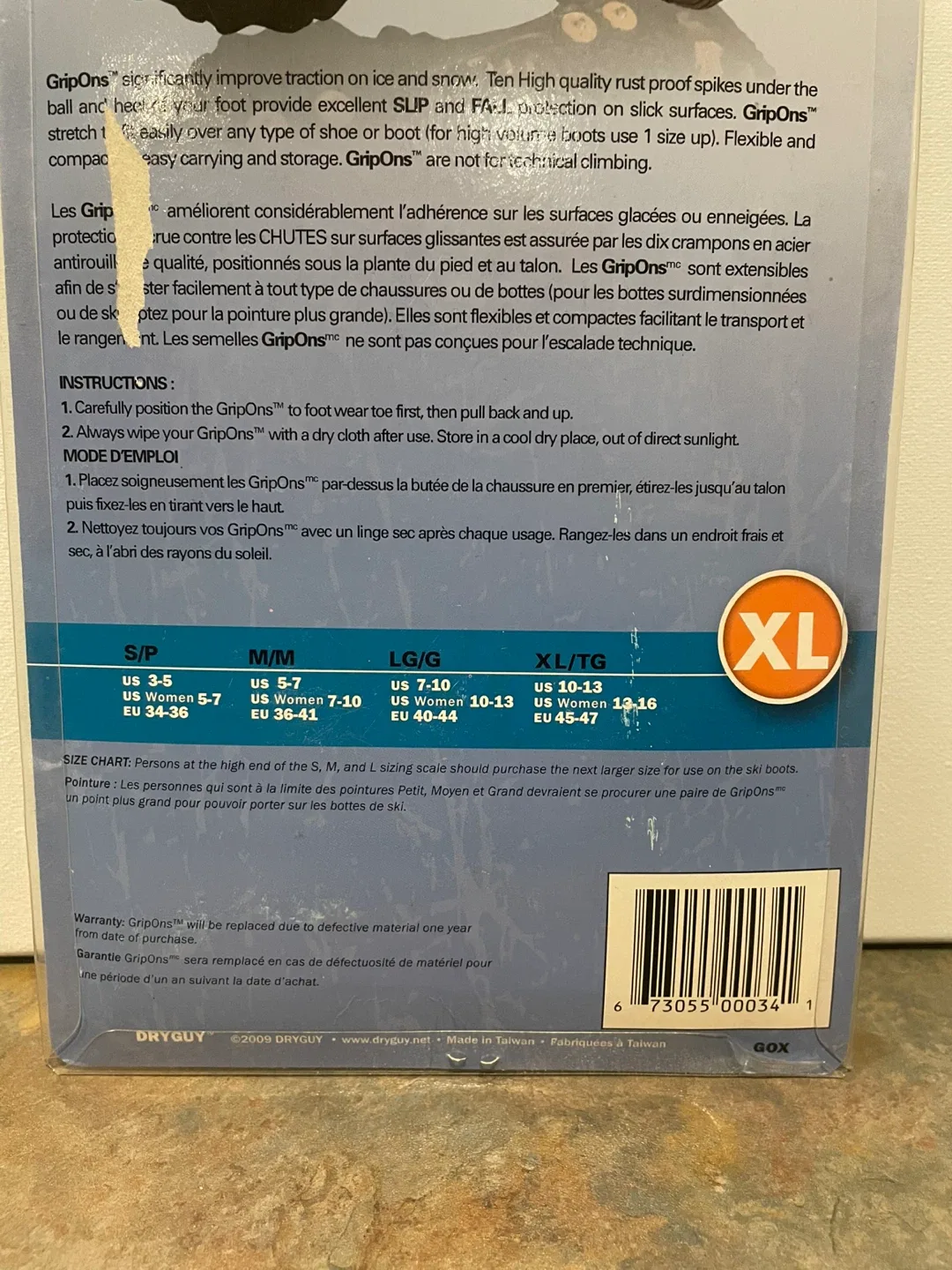 DryGuy GripOns ice grips for shoes - fits men’s shoe sizes 10-13 image indicator(3)
