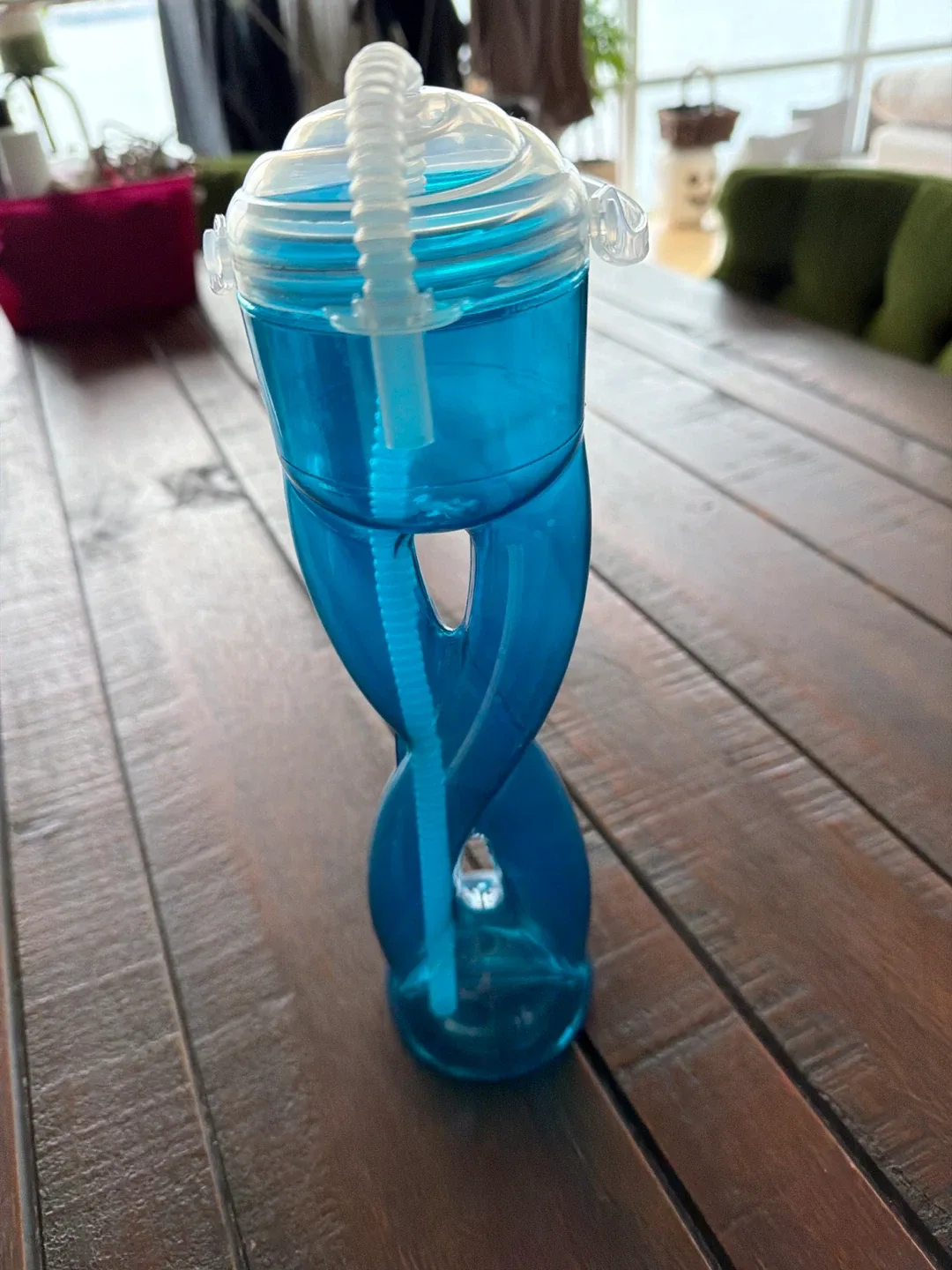 Free Blue Twist Water Bottle with Straw thumbnail
