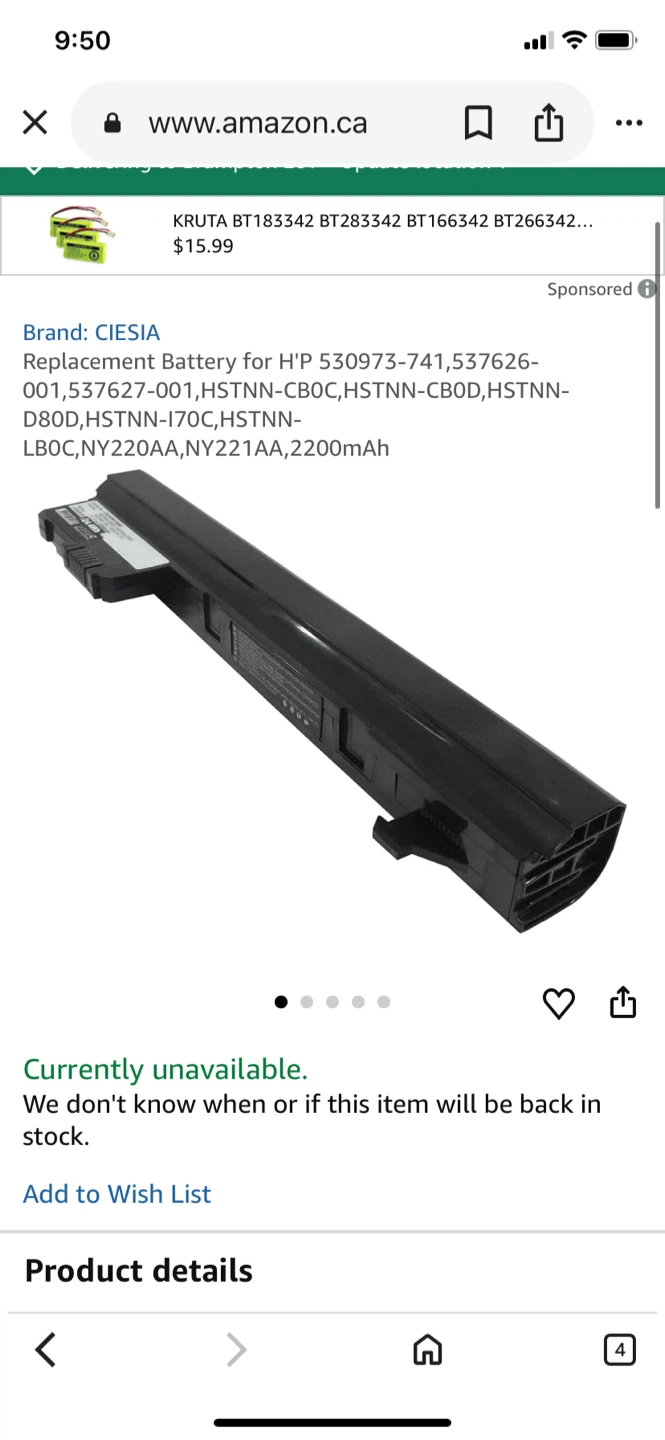 HP BXO3 NOTEBOOK BATTERY ! 10.8V•28WH ! 537626-001