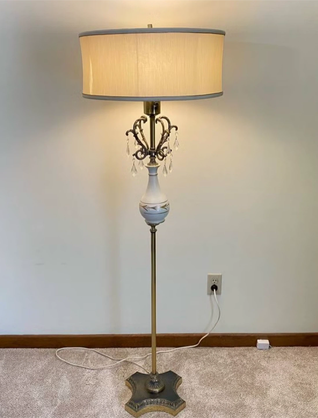Vintage Floor Lamp with Crystal Accents