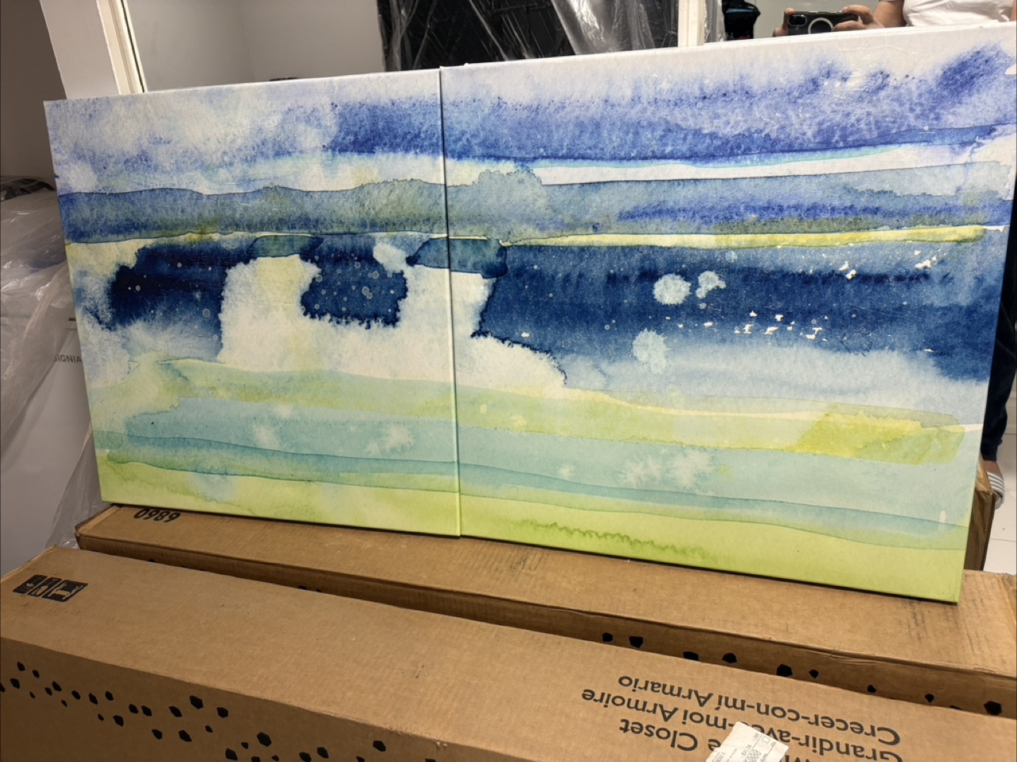 5 Abstract Paintings and 1 Wooden 3D Artwork. Take all for $20 - photo 5