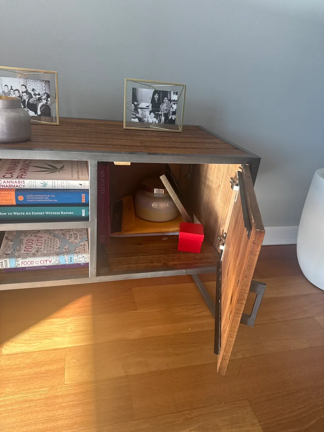 Rustic Wood & Metal Media Console image indicator(2)