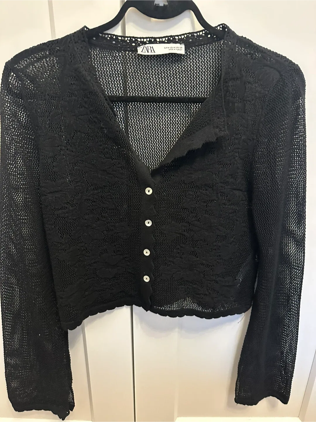 Black knit cardigan thumbnail