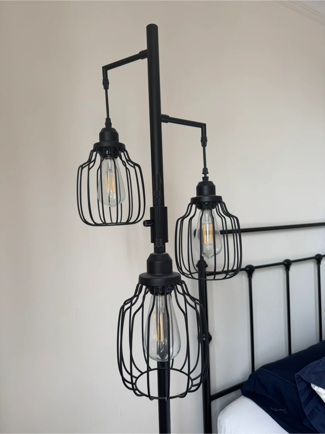 Dimmable Black Metal Cage 3-Light Floor Lamp