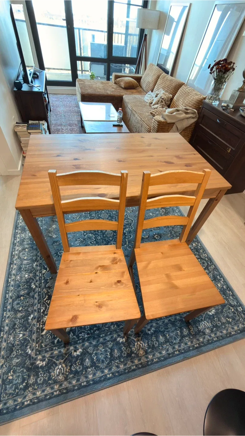 Hardwood Wooden Table with 2 chairs New Recently Purchased image indicator(5)
