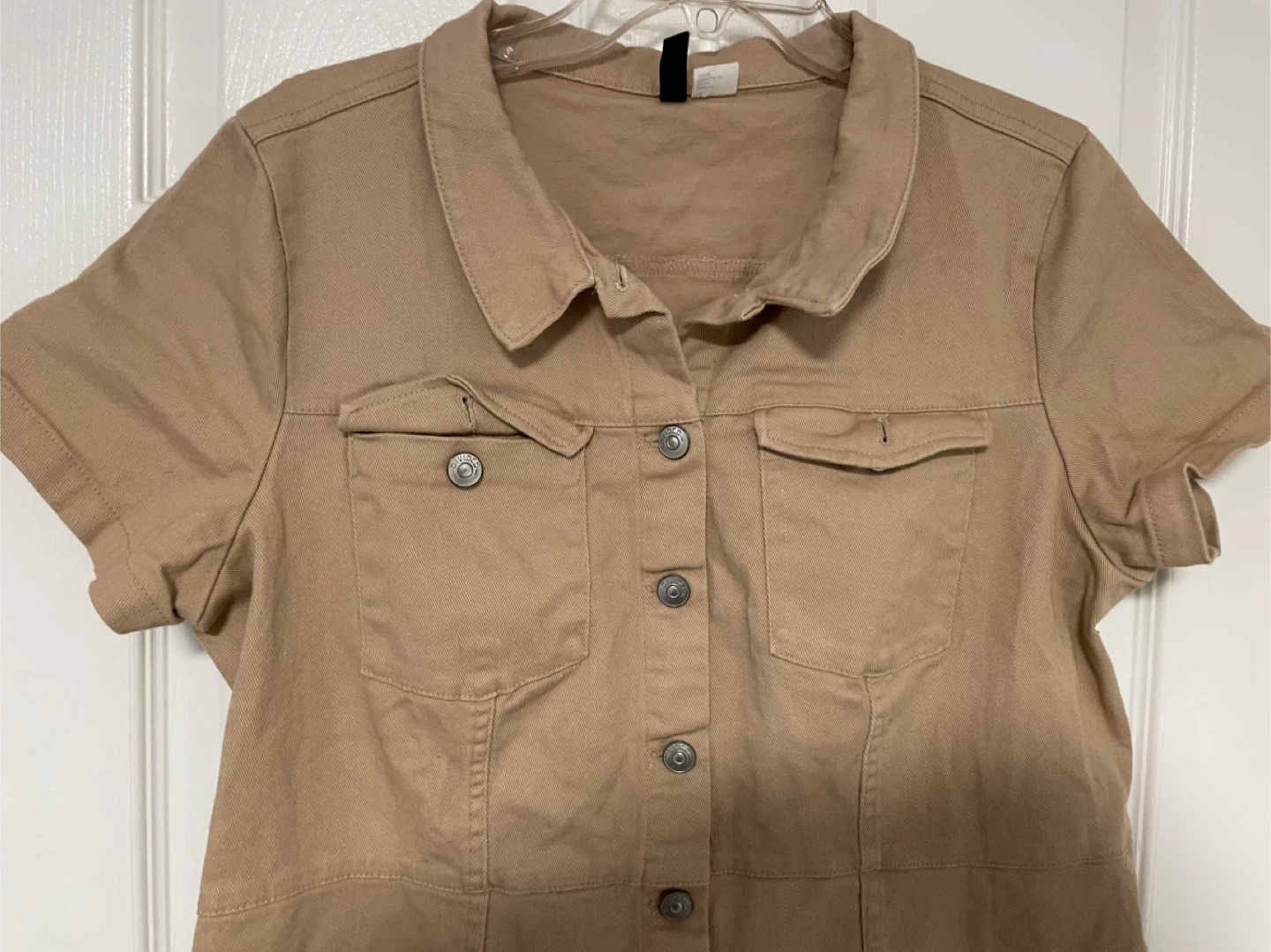 H&M khaki fitted mini denim dress Size XL - photo 5