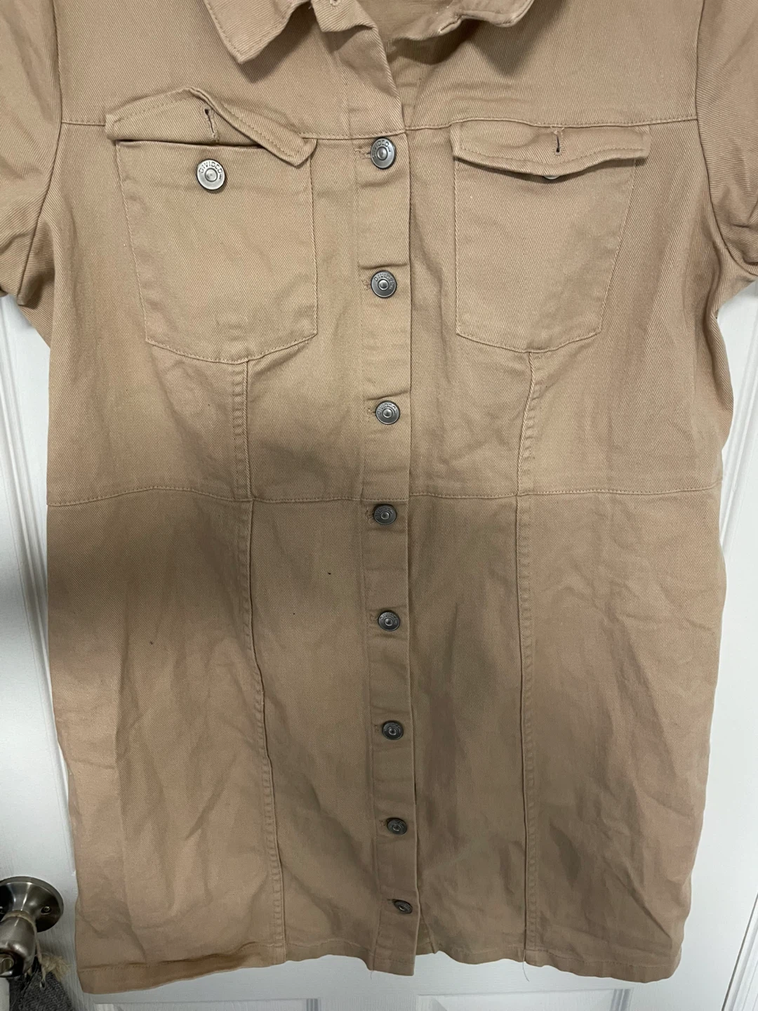 H&M khaki fitted mini denim dress Size XL - photo 3
