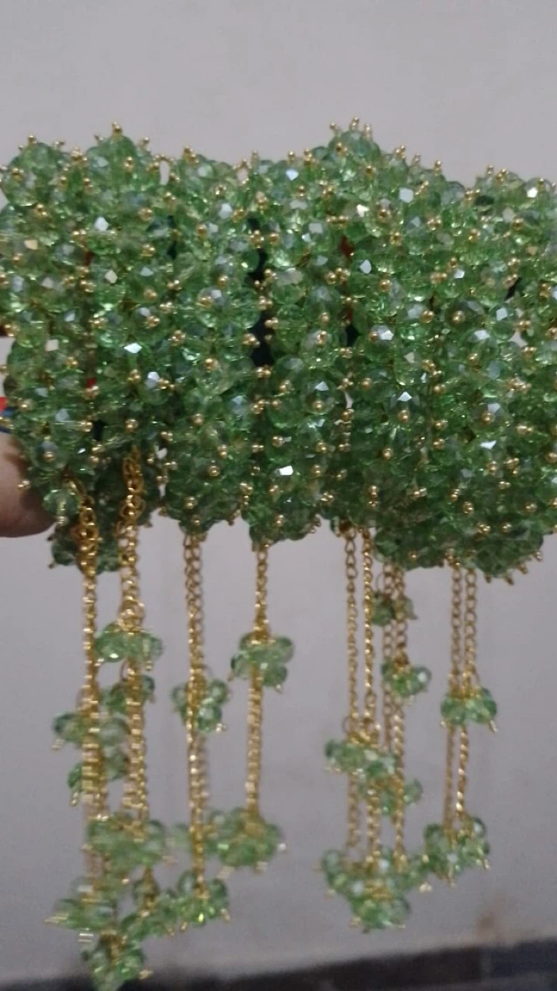 Handmade Crystal Beaded Bracelet with Chain Tassels - photo 5