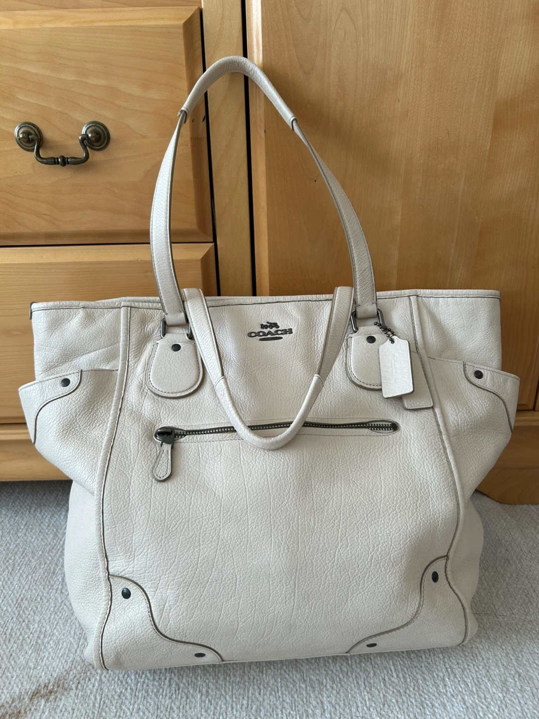 Coach Ivory Leather Tote Bag