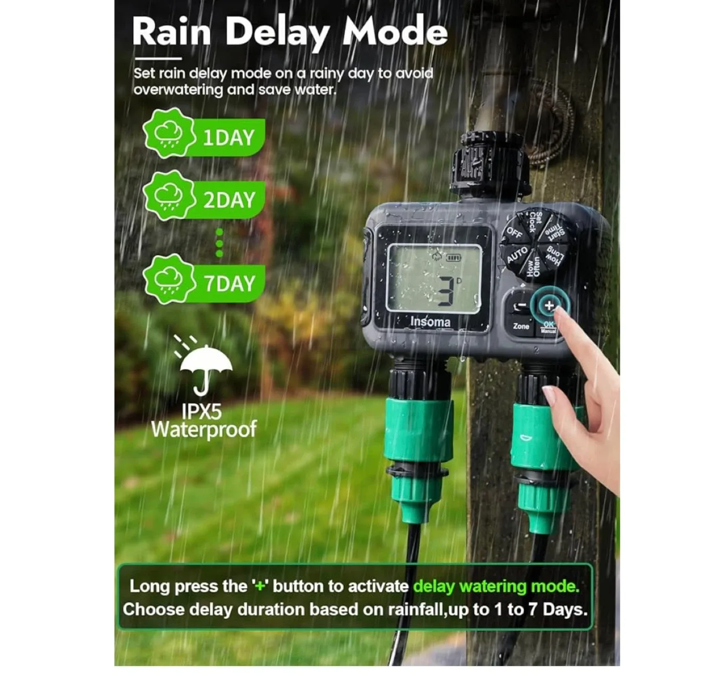 Insoma 2-Zone Digital Water Timer image indicator(4)