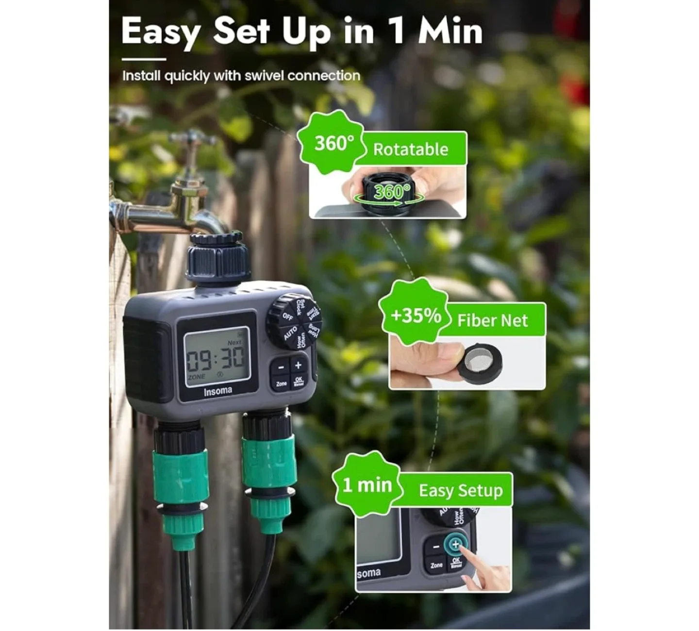 Insoma 2-Zone Digital Water Timer image indicator(7)