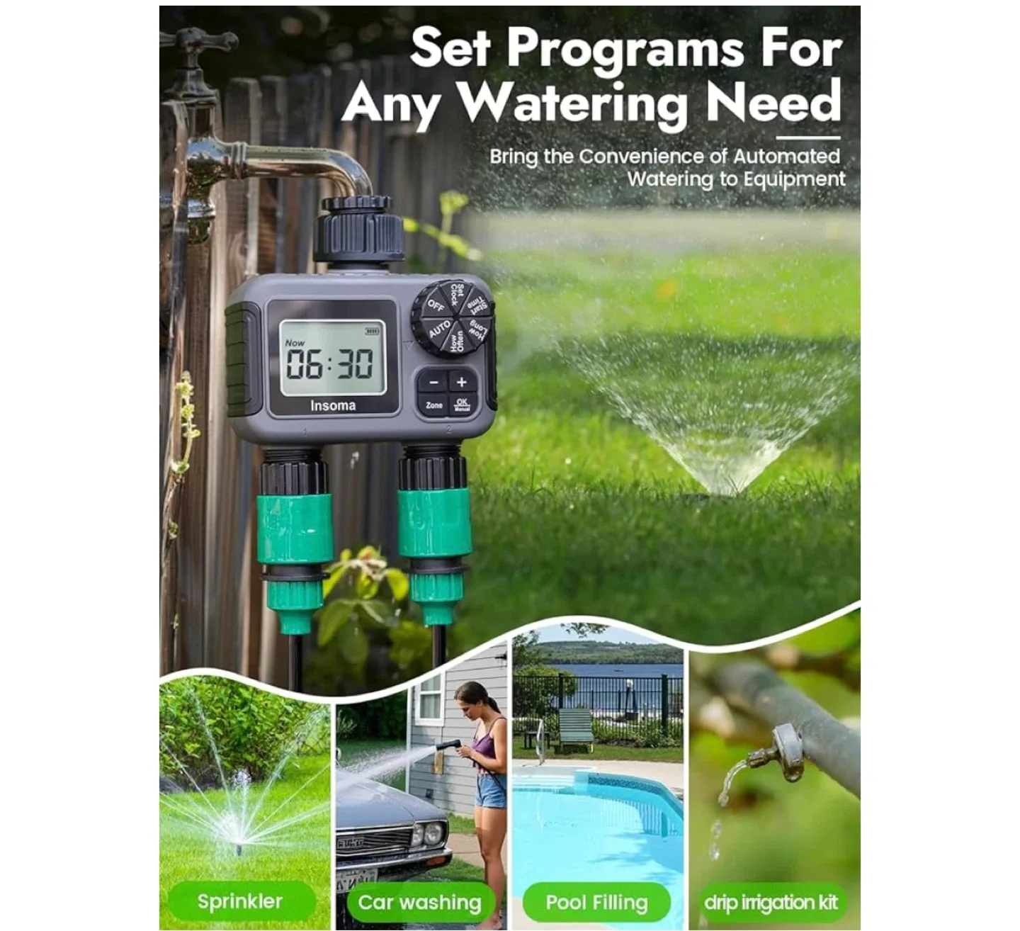 Insoma 2-Zone Digital Water Timer image indicator(8)