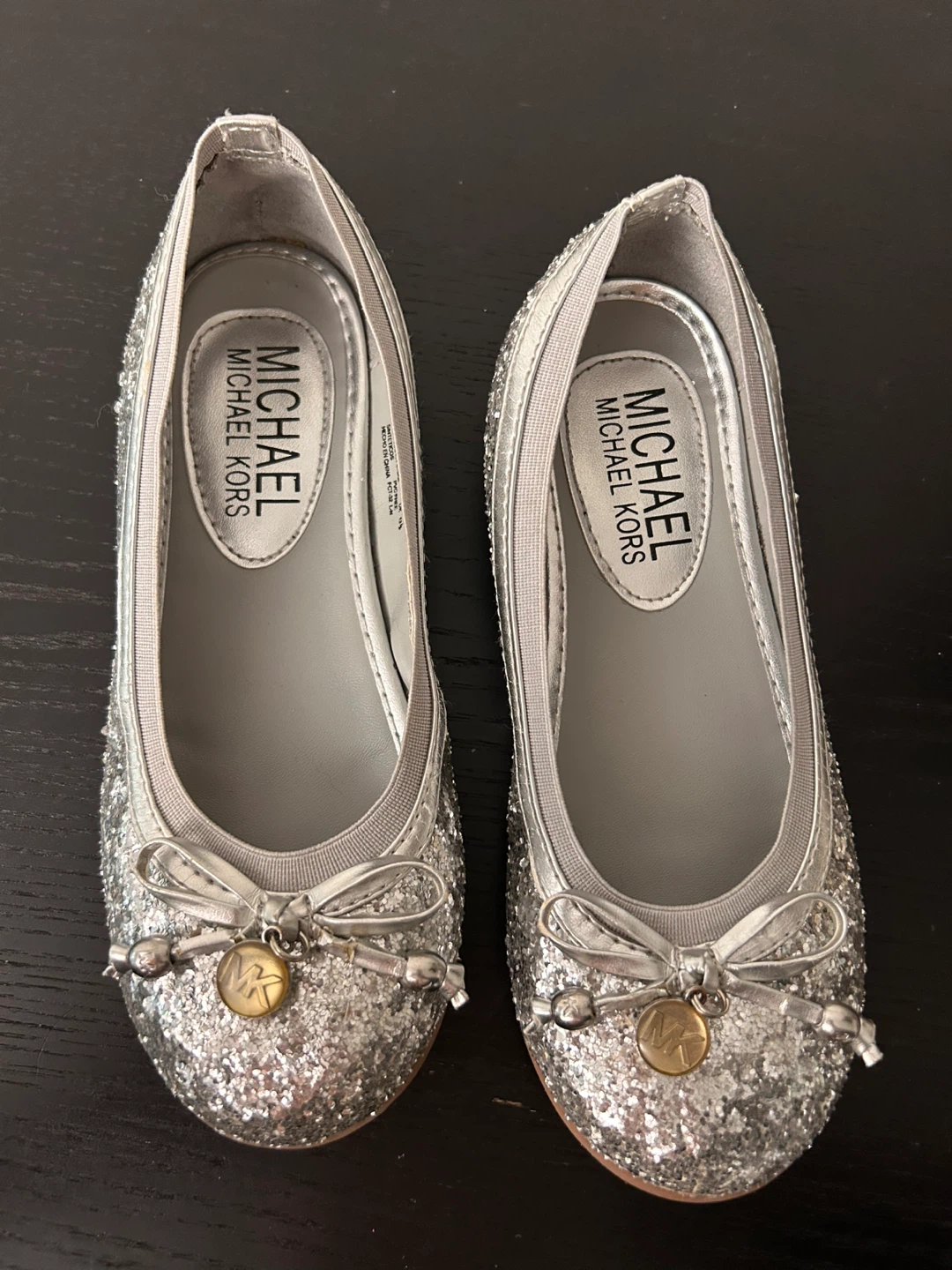 Michael Kors Silver Glitter Girls Ballet Flats. 20,5-21cm - photo 2