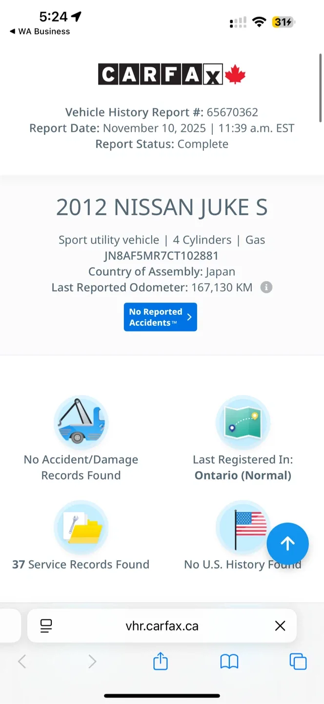 2012 Nissan Juke 170,000 km image indicator(9)