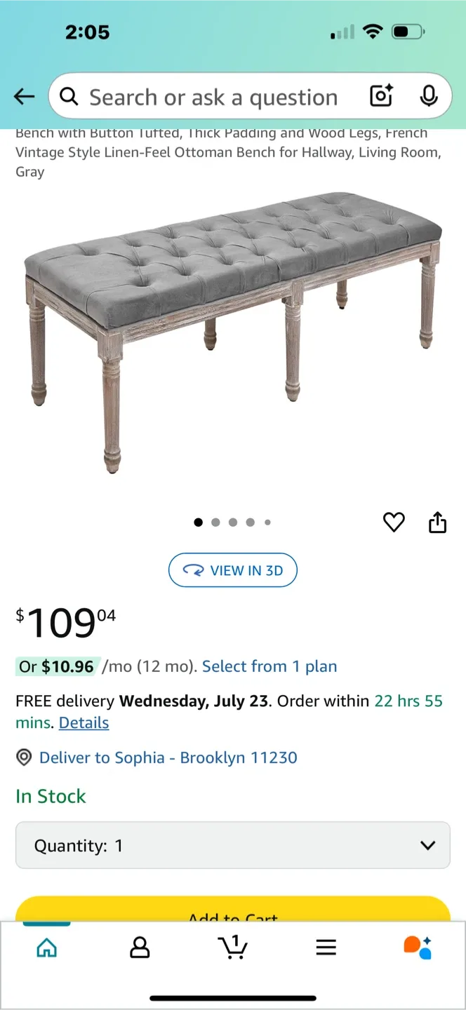 Kmax Entryway Bench Tufted Shoe Rack - Gray image indicator(4)