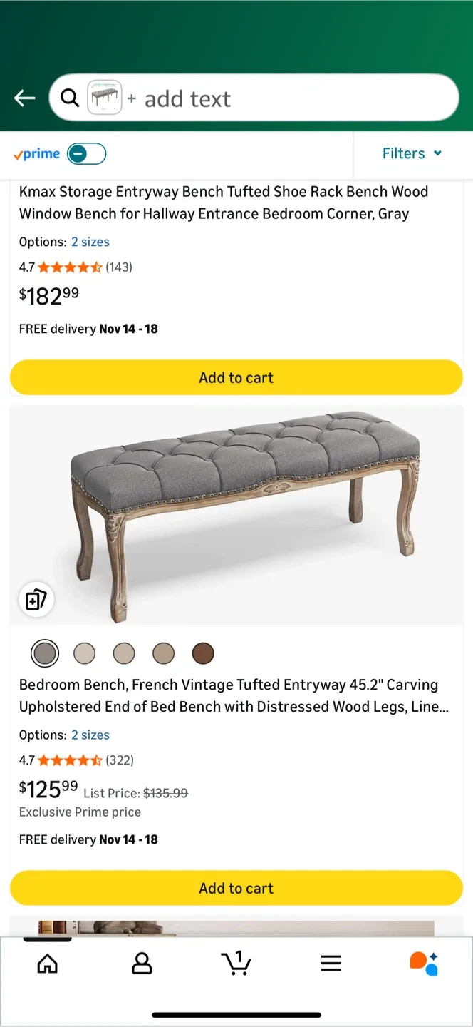 Kmax Entryway Bench Tufted Shoe Rack - Gray thumbnail