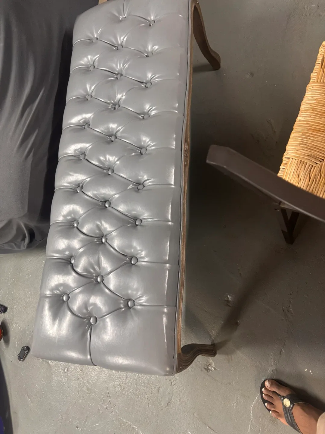 Kmax Entryway Bench Tufted Shoe Rack - Gray image indicator(2)