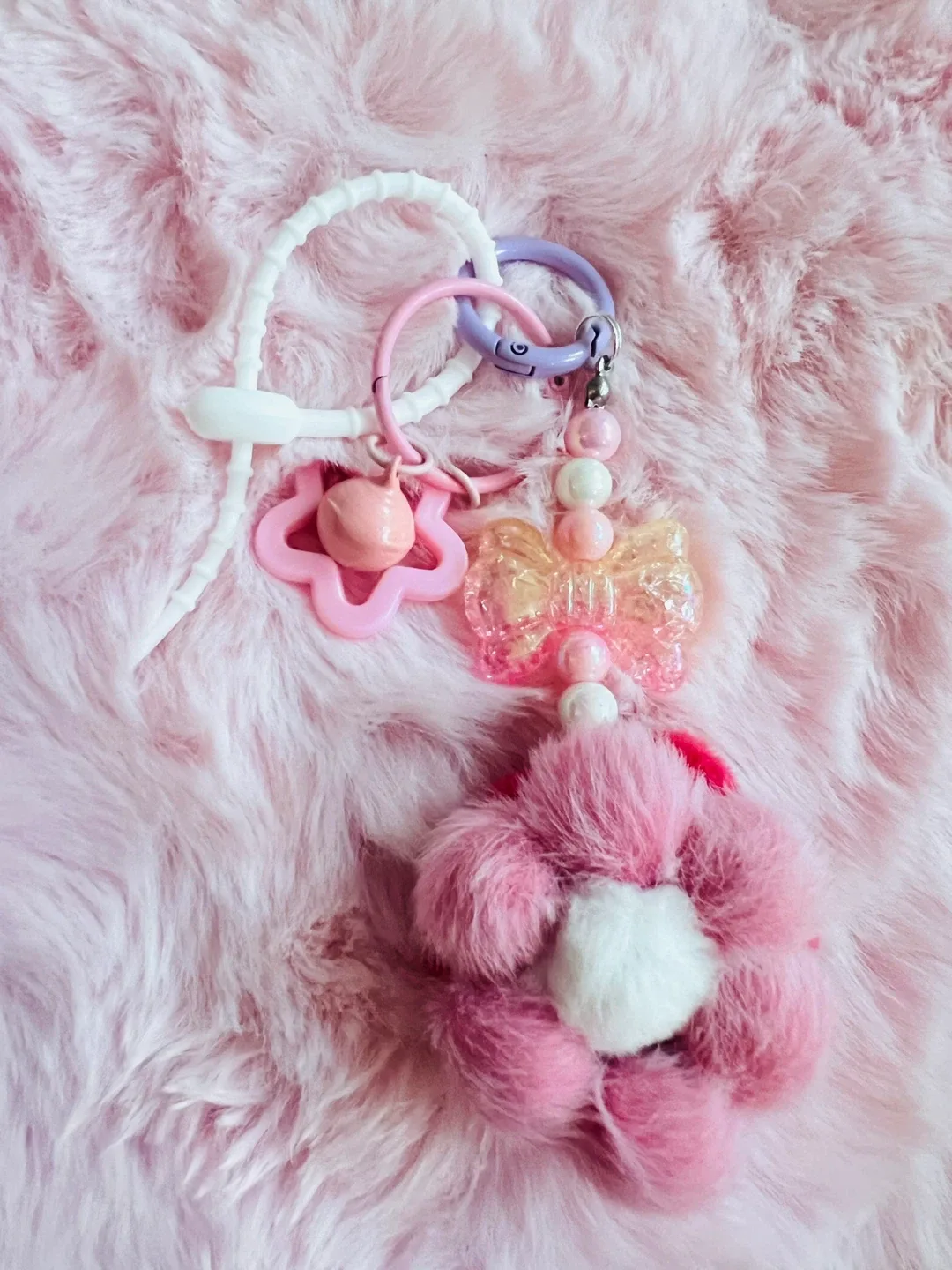 Color Flower and Beaded Keychain