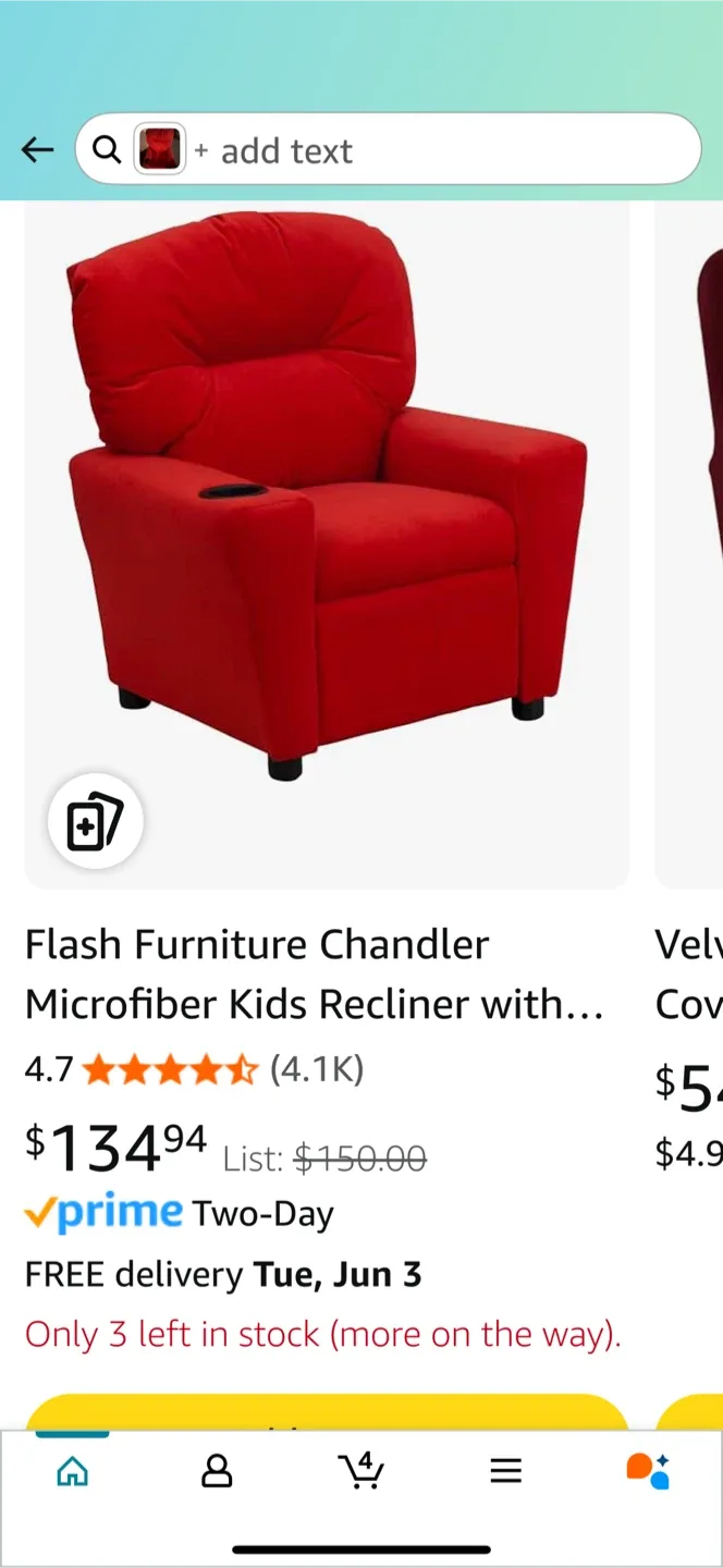 Flash Furniture Chandler Kids Recliner - Red Microfiber image indicator(4)