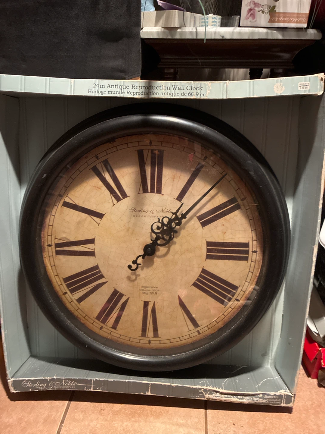 Sterling & Noble 24in Antique Wall Clock