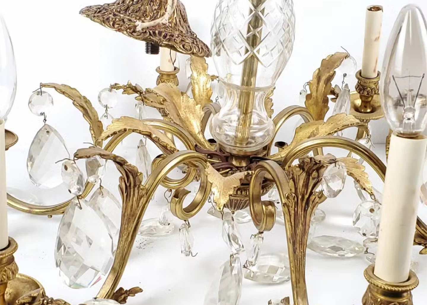 Vintage Bronze & Crystal Chandelier - photo 3