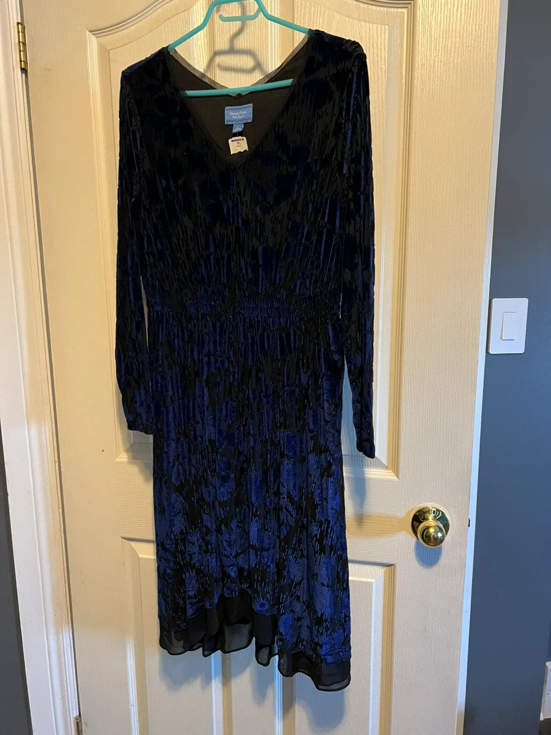 Simply Vera Wang Blue Velvet Dress - Size S