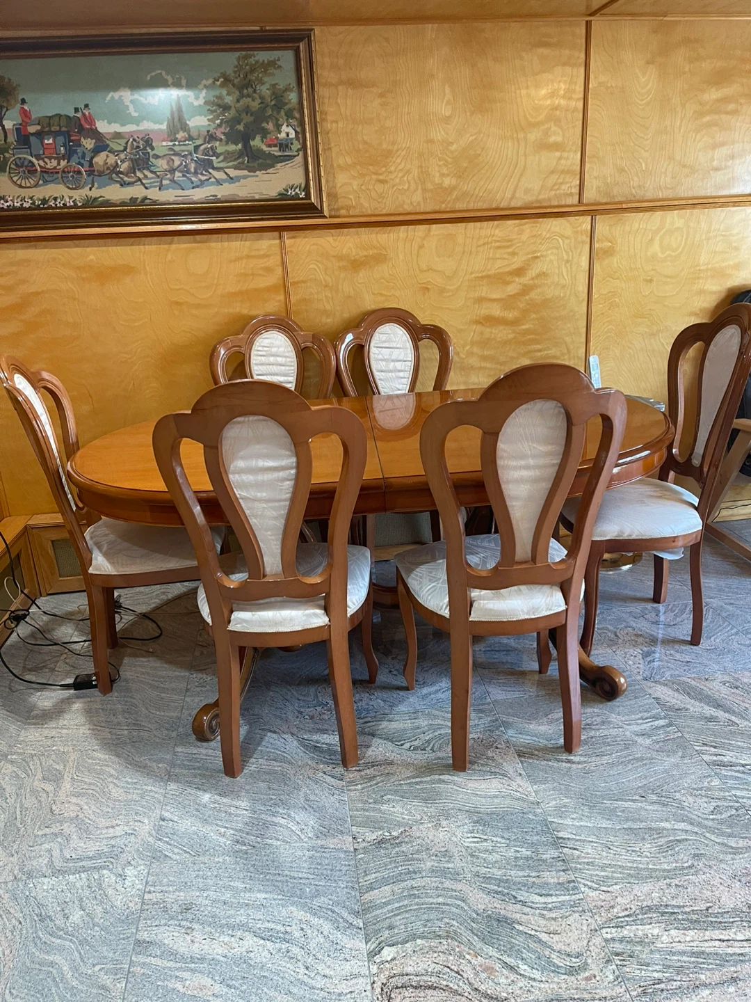 Dining Italian set of table and 6 chairs with extention