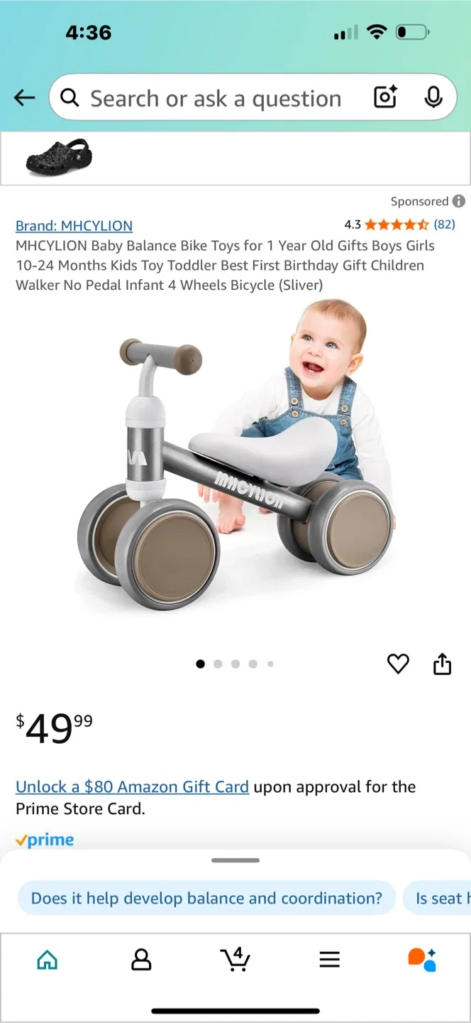 MHCYLOON Kids Balance Bike - Blue/White image indicator(6)