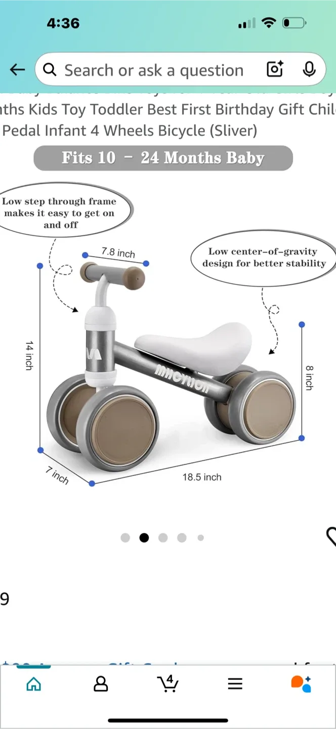 MHCYLOON Kids Balance Bike - Blue/White thumbnail