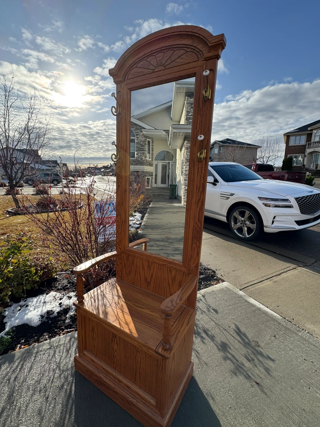 Hall Tree with Mirror & Bench