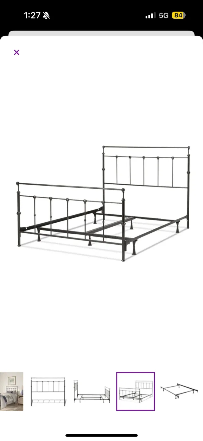 Queen Black Metal Bed Frame & Queen Box Spring image indicator(5)