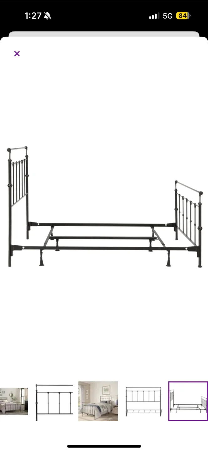 Queen Black Metal Bed Frame & Queen Box Spring image indicator(4)