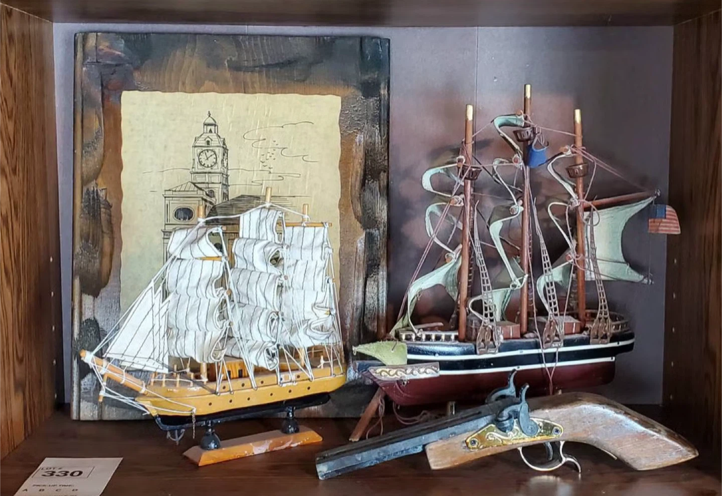 Vintage Ship Model & Picture