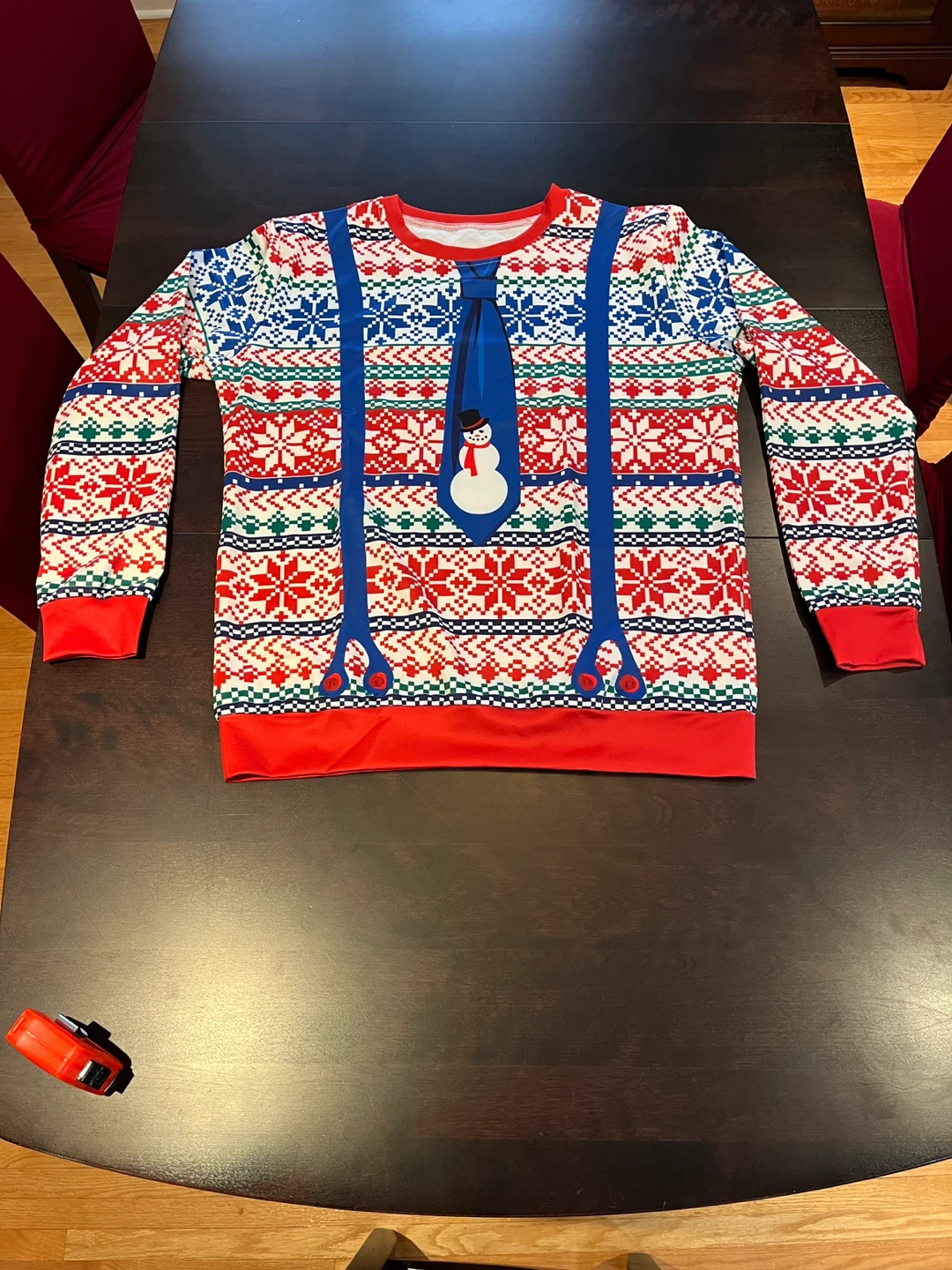NWT Ugly Christmas Sweater: Snowman Tie and Suspenders Size L