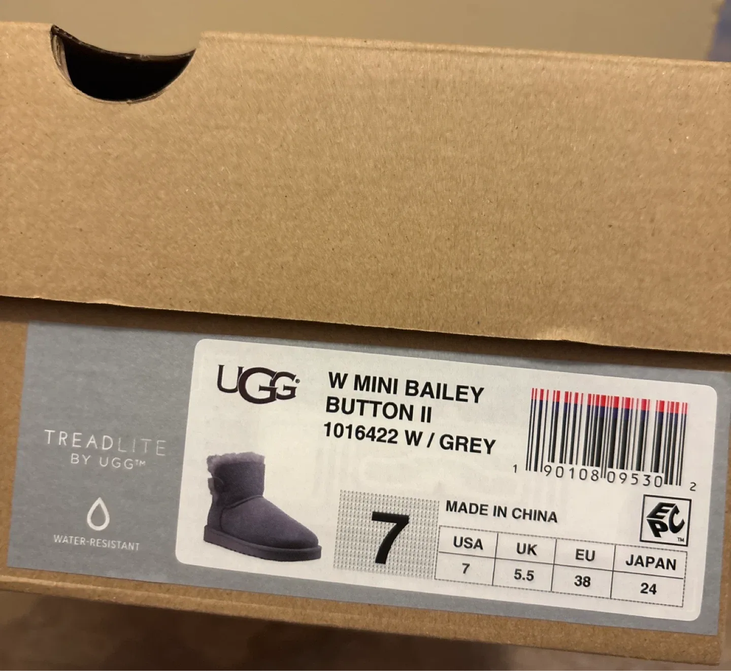 UGG W Mini Bailey Button II Boots - Grey, Size 7 image indicator(5)