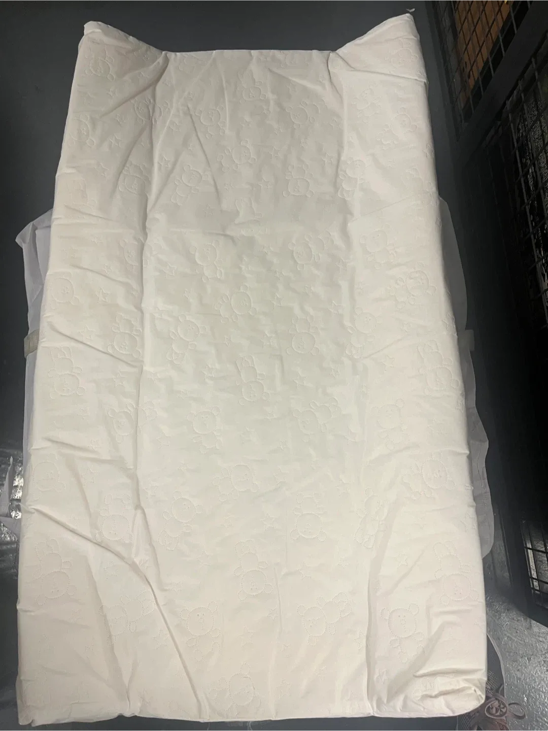 White Changing Pad Cover (teddy bear embellished)