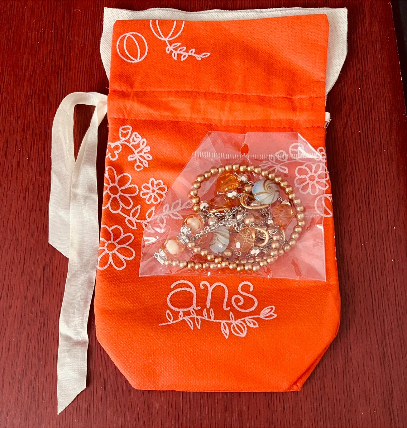 Necklace - Silver, Orange, Beige image indicator(2)