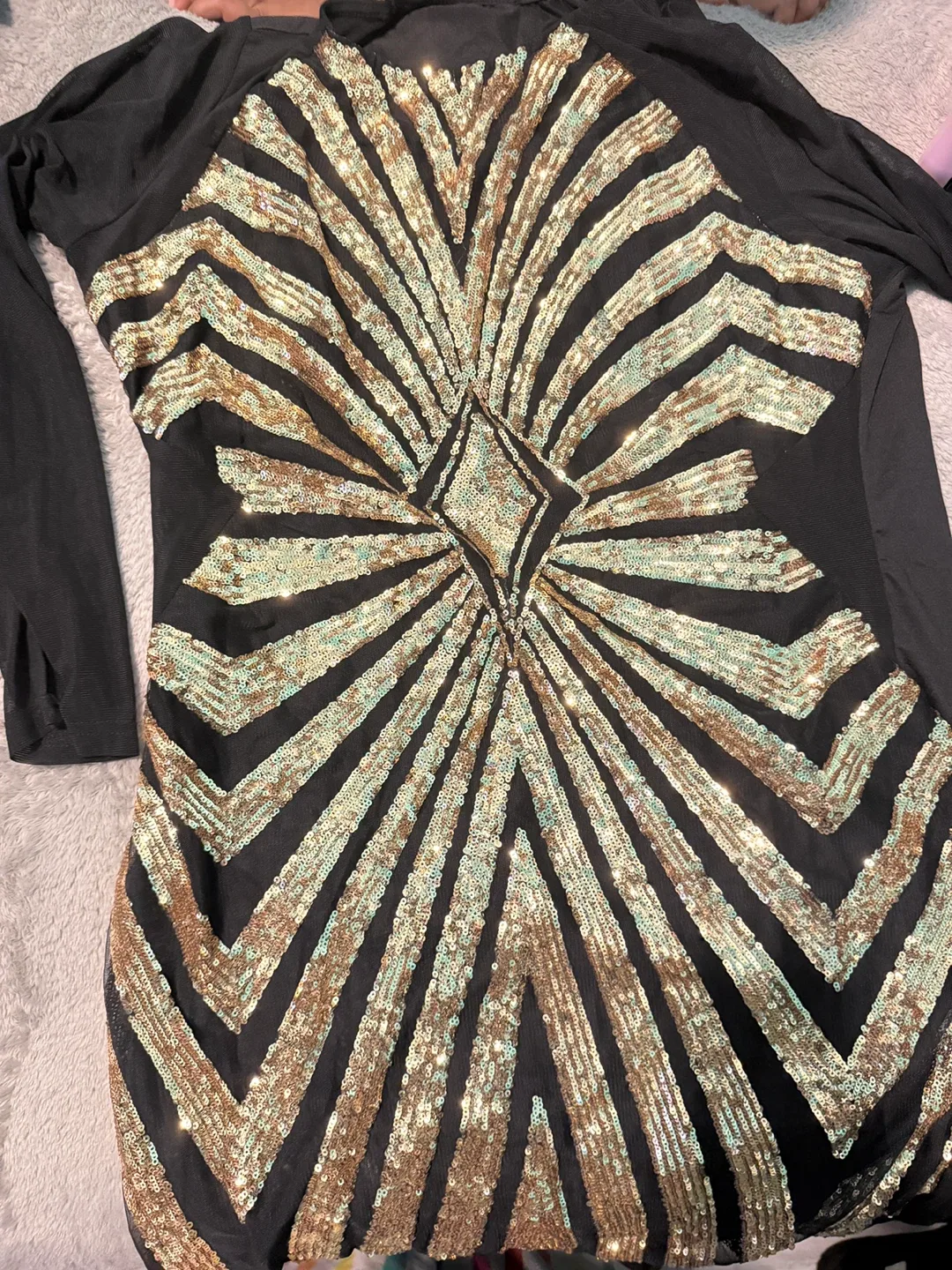 Black & Gold Sequin Party Dress image indicator(2)