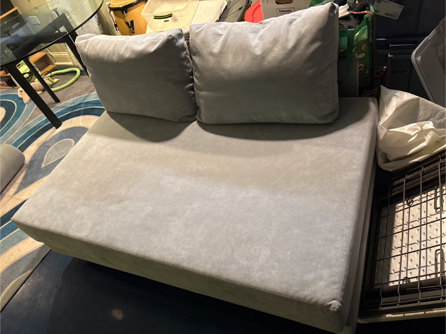 NEEDS2GO Gray Velvet Daybed Sofa with Ottoman & Pillows - photo 3