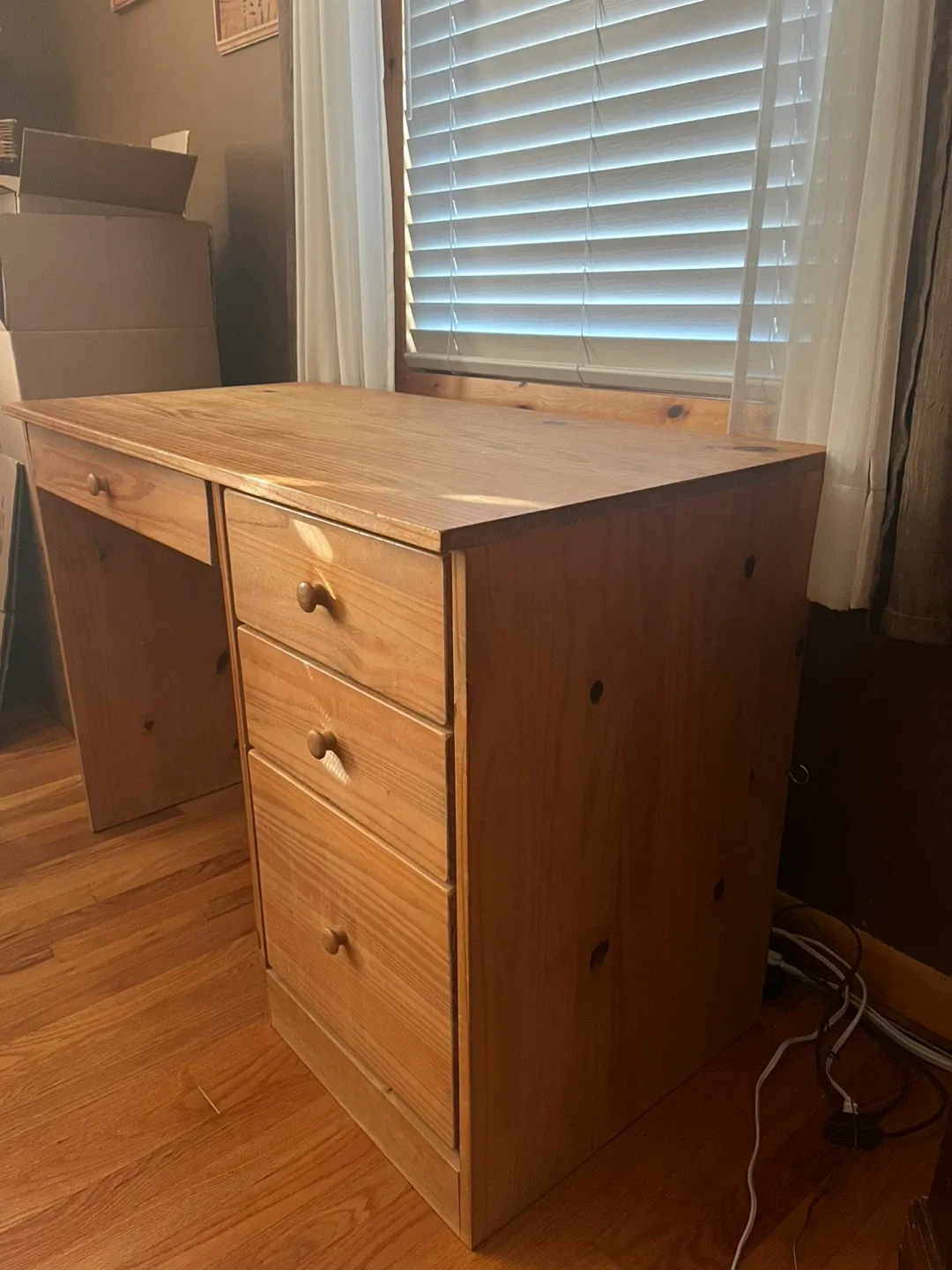 Wooden Desk with Drawers and Chair image indicator(2)