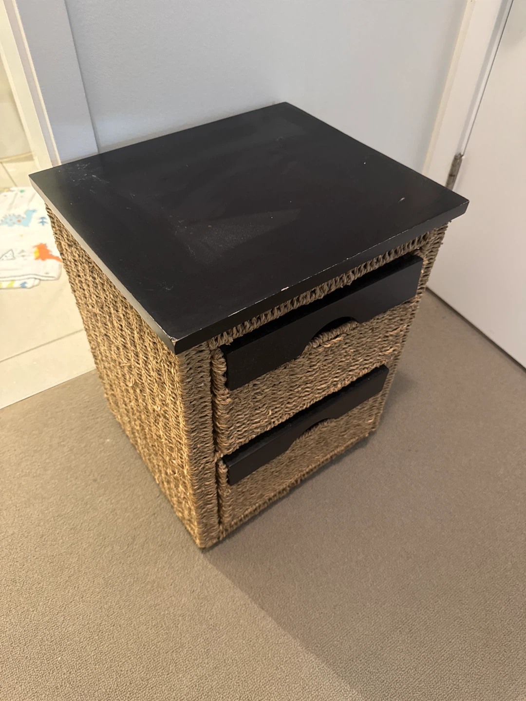 Wicker 2-Drawer Bedside Table