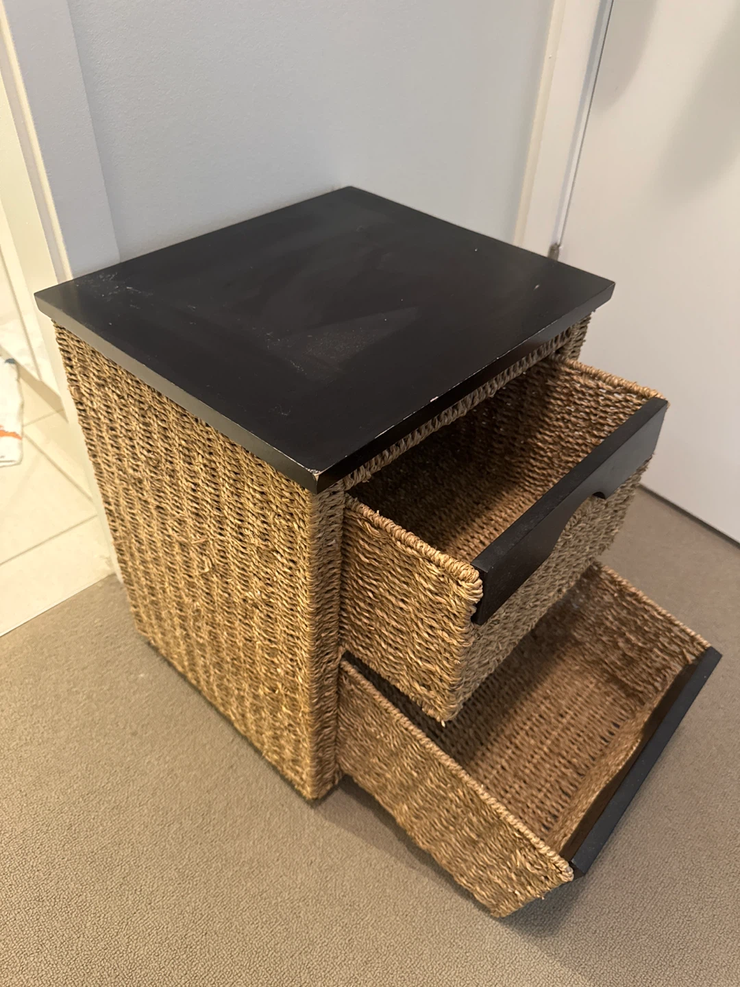 Wicker 2-Drawer Bedside Table - photo 2