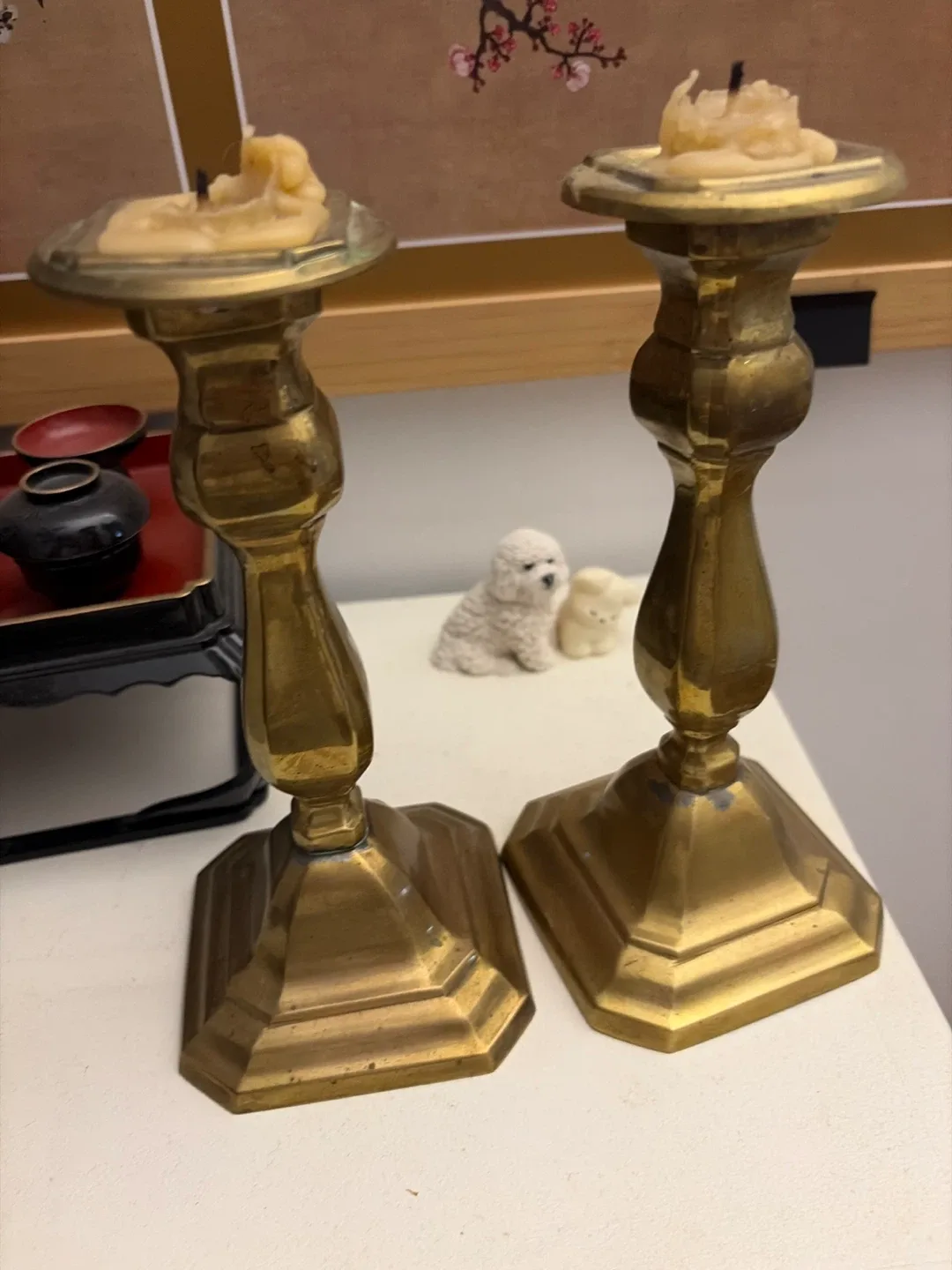 Vintage Brass Candlestick Holders - Pair