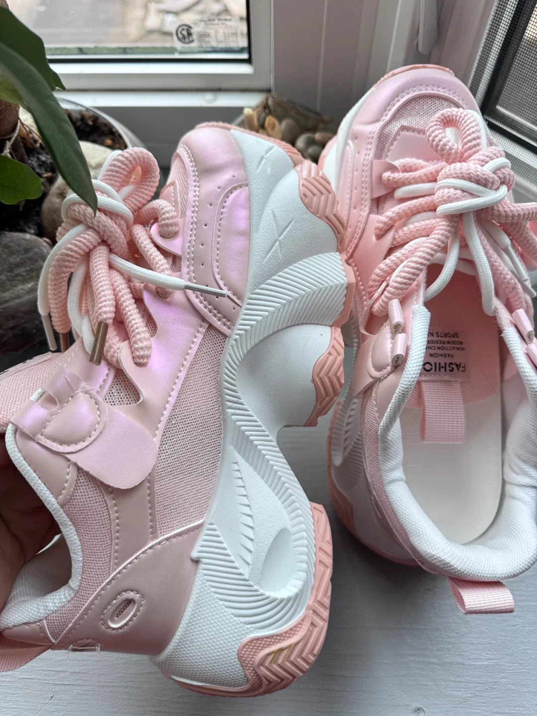 Pink Fashion Clunky Sneakers  women size 8.5 image indicator(2)