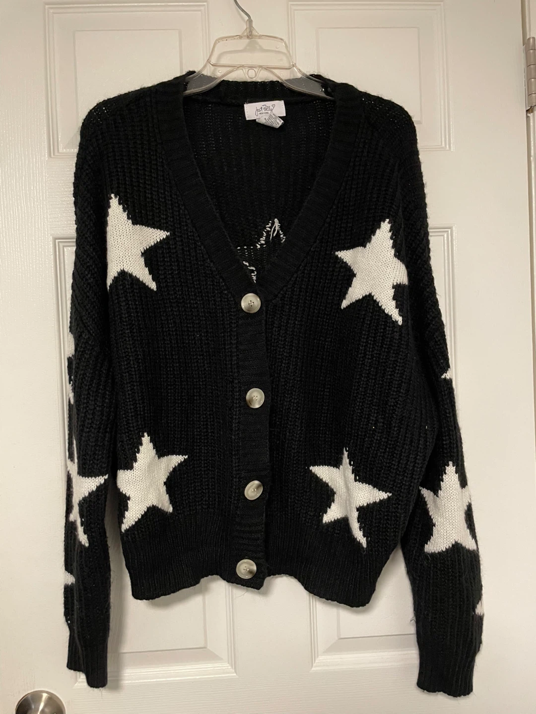 Just Polly New York Women’s Cardigan (Black/White Stars)