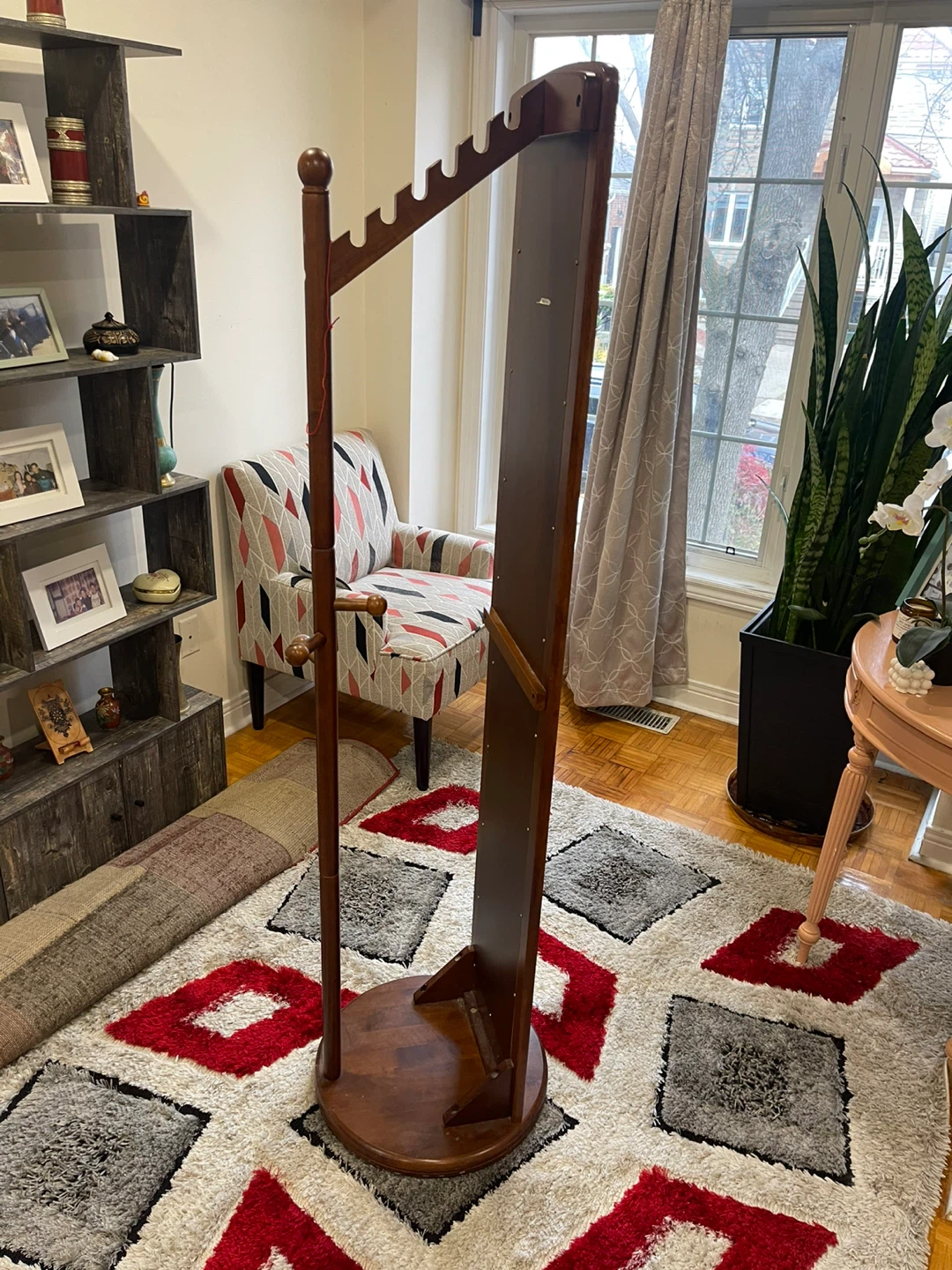Rotating Coat Rack with Mirror - Brown Wood - photo 4
