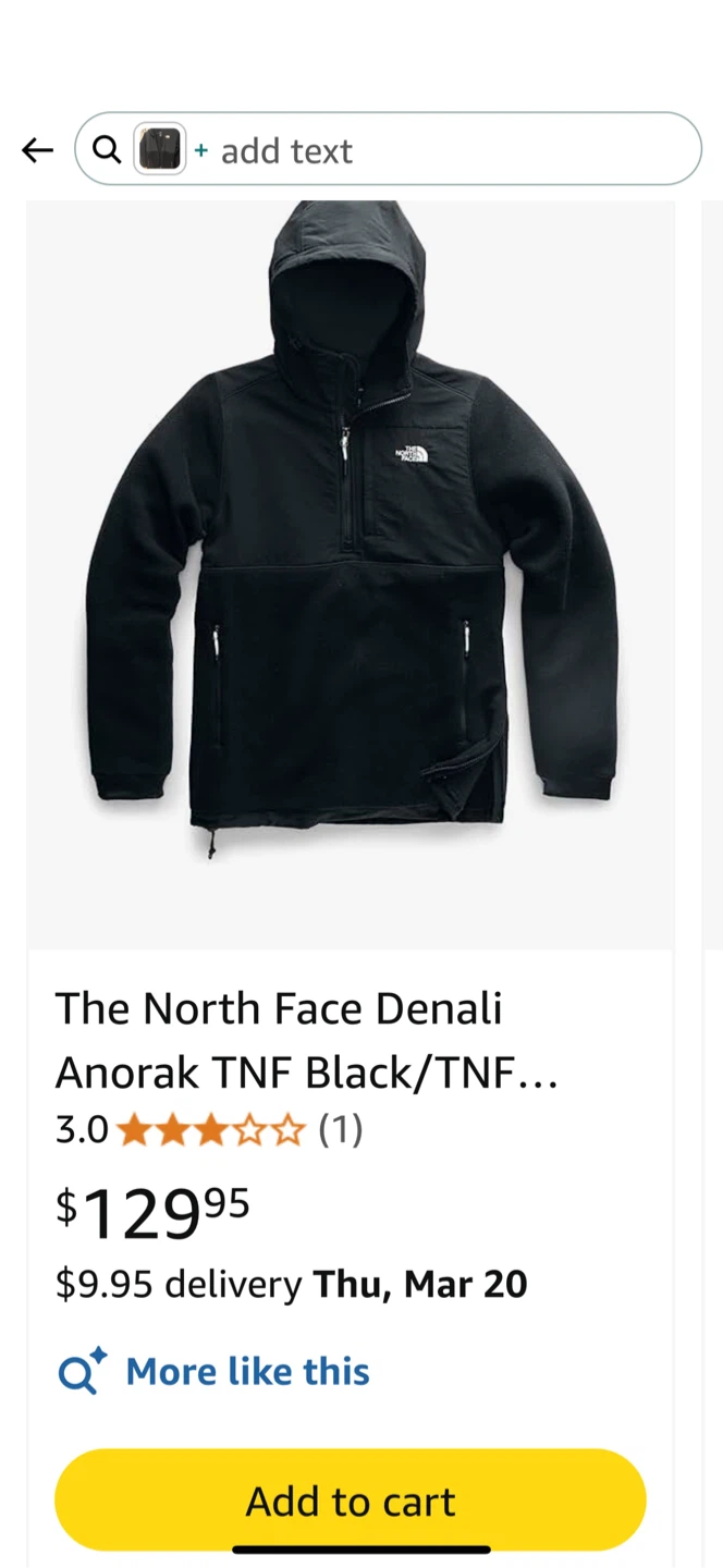 The North Face Denali Anorak - Black - Size L/G