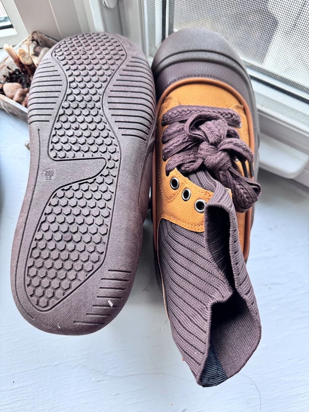 Brown & Orange Lace-Up Boots - women size 9 - photo 3