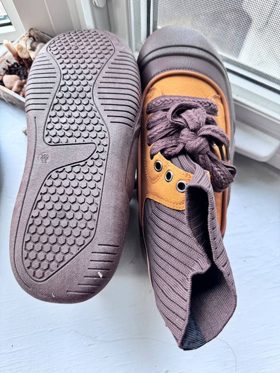 Brown & Orange Lace-Up Boots - women size 9 image indicator(3)